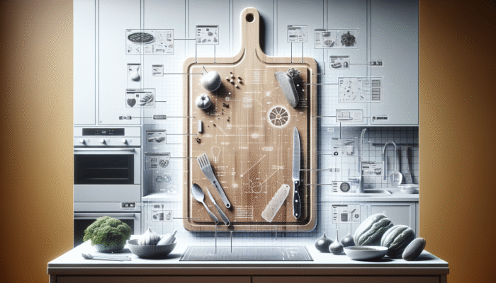 A sturdy, eco-friendly cutting board displayed in a modern kitchen, highlighting sustainability and minimal waste.