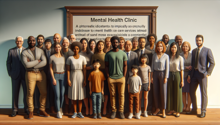 Diverse group at NHS mental health clinic, symbolising inclusivity and accessibility.