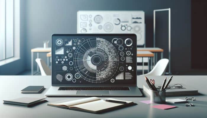 A minimalist workspace with a laptop showing a document with clear headings and subheadings, enhancing readability and AI efficiency.