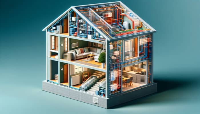 Interior Drainage Services in South Vancouver: A modern home's cross-section with an advanced interior drainage system preventing water damage.