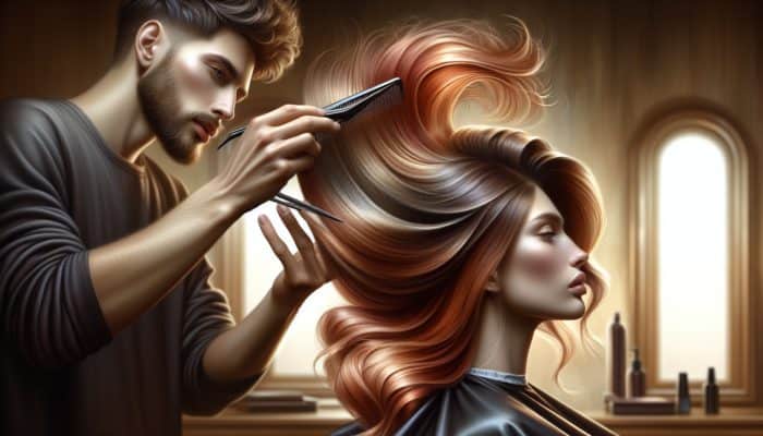 Decoding Common Hairdressing Terms: A hairdresser skillfully layering and texturizing hair to add depth, movement, and volume.