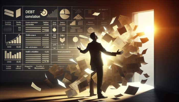 How to Consolidate Debt with a Low Credit Score: UK Guide | DCL How to Consolidate Debt with a Low Credit Score: A person consolidating scattered debt papers into one organised file, feeling relieved under warm light.