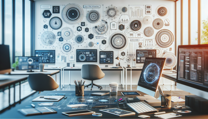 WordPress Website Design Company in Cheltenham: A modern Cheltenham design studio with professionals creating responsive WordPress sites for UK users, featuring screens, flags, and security symbols.