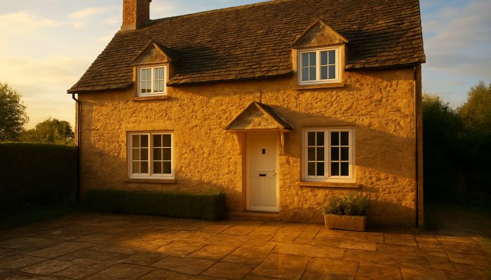 Sunlit Nether Compton cottage with sparkling windows and fresh linens after a meticulous cleaning.