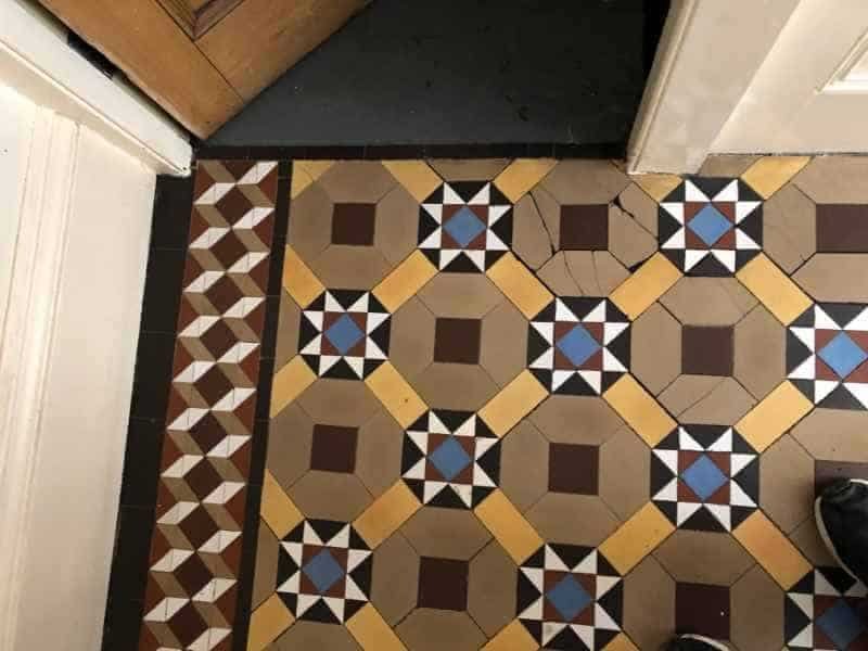 Edwardian clay tiles after cleaning and relaying with stabilised surface in Burton upon Trent