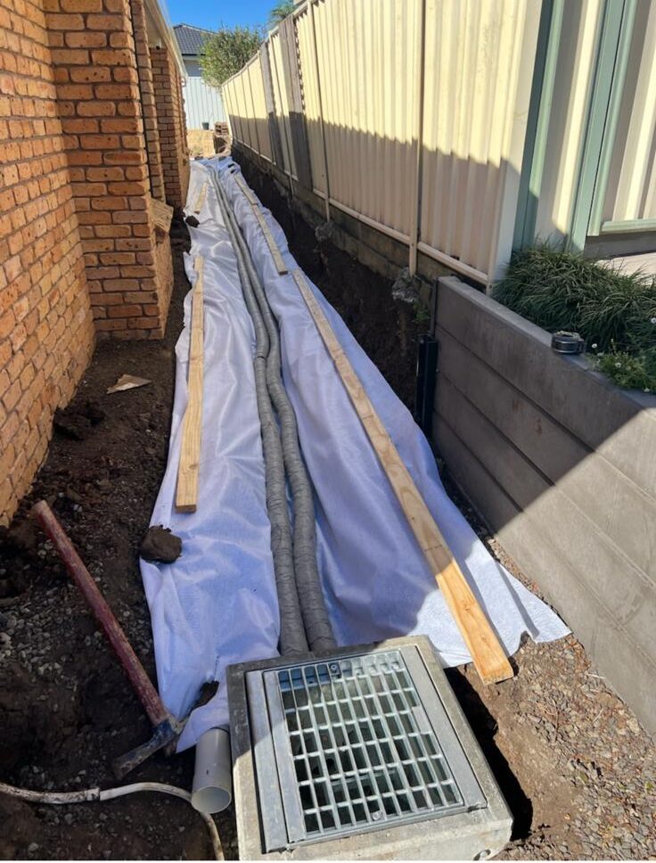 excavating for French drain